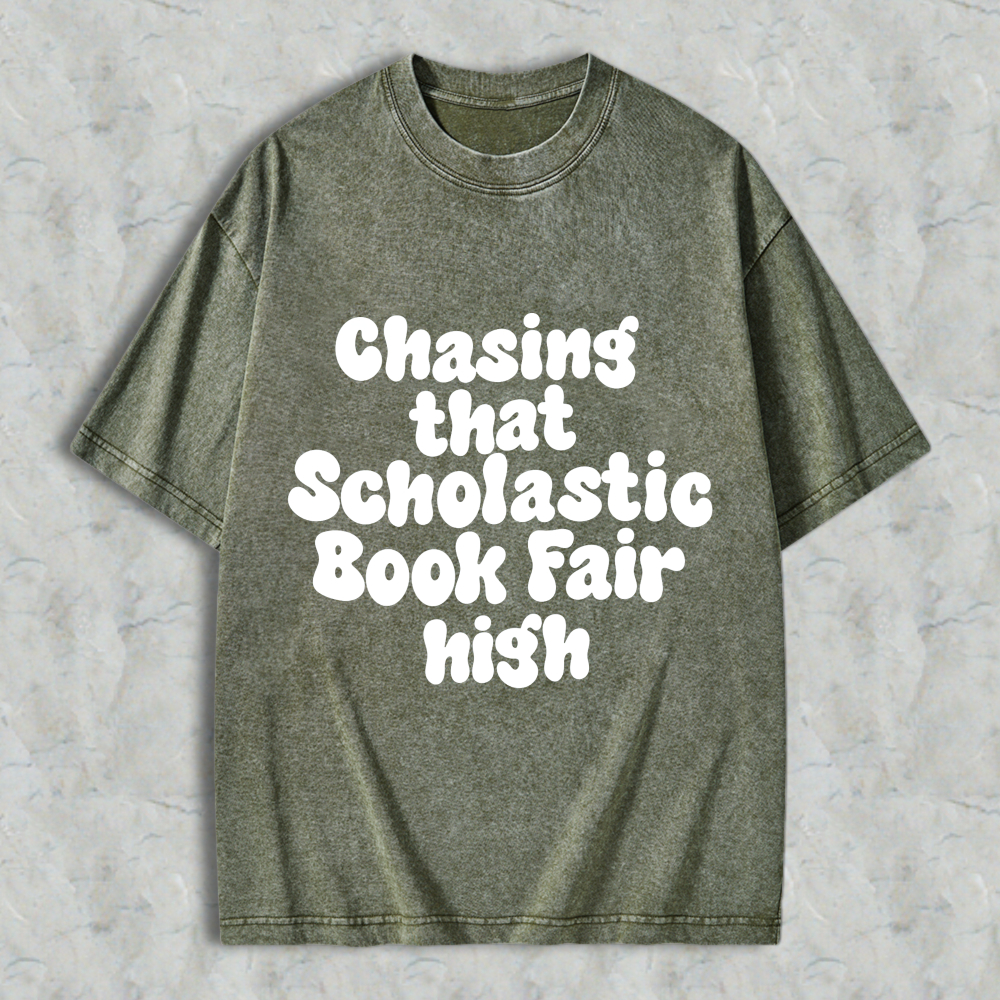 Wardrobecart Chasing That Scholastic Book Fair High Unisex Washed T-shirt