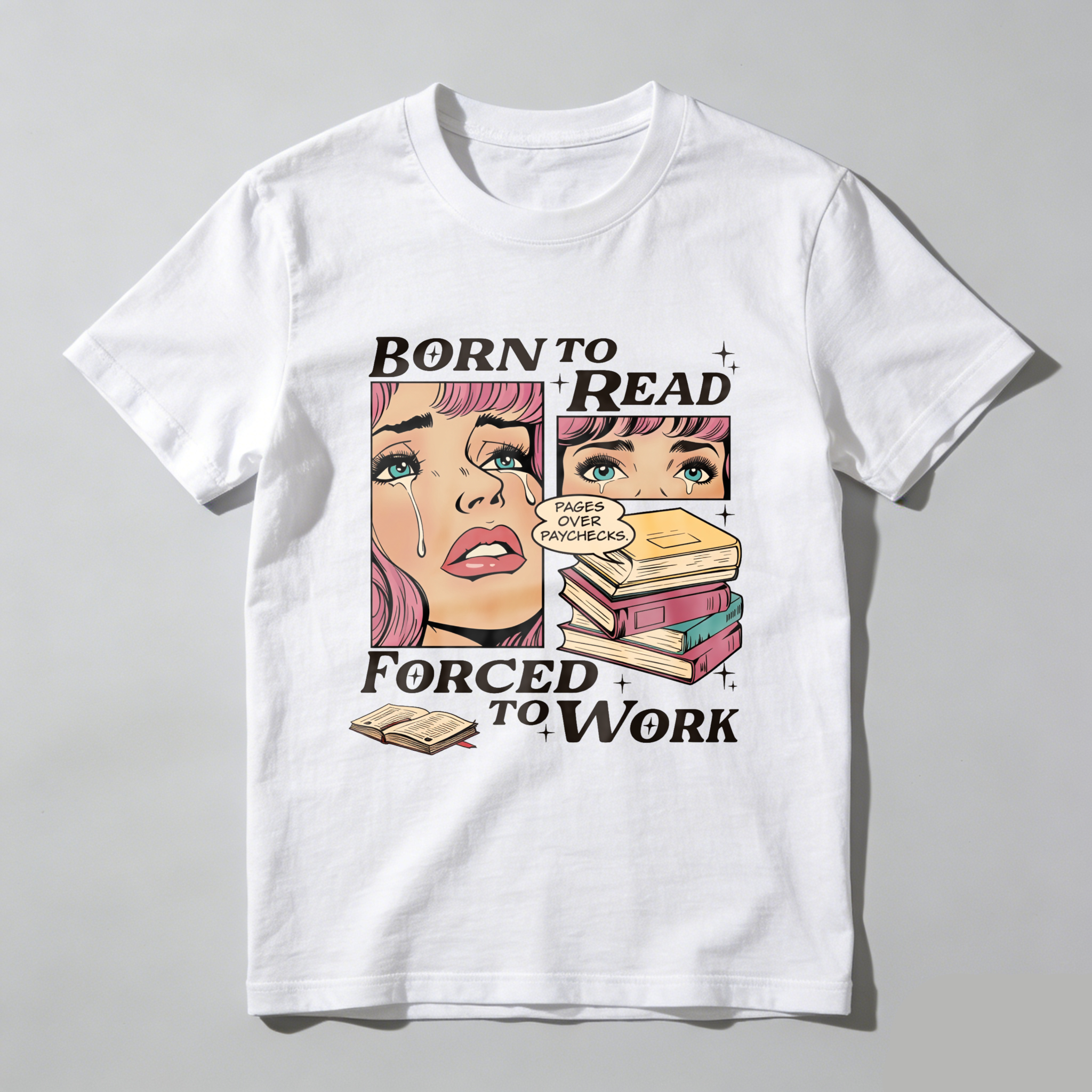 Wardrobecart Born To Read Forced To Work Tshirt(4)