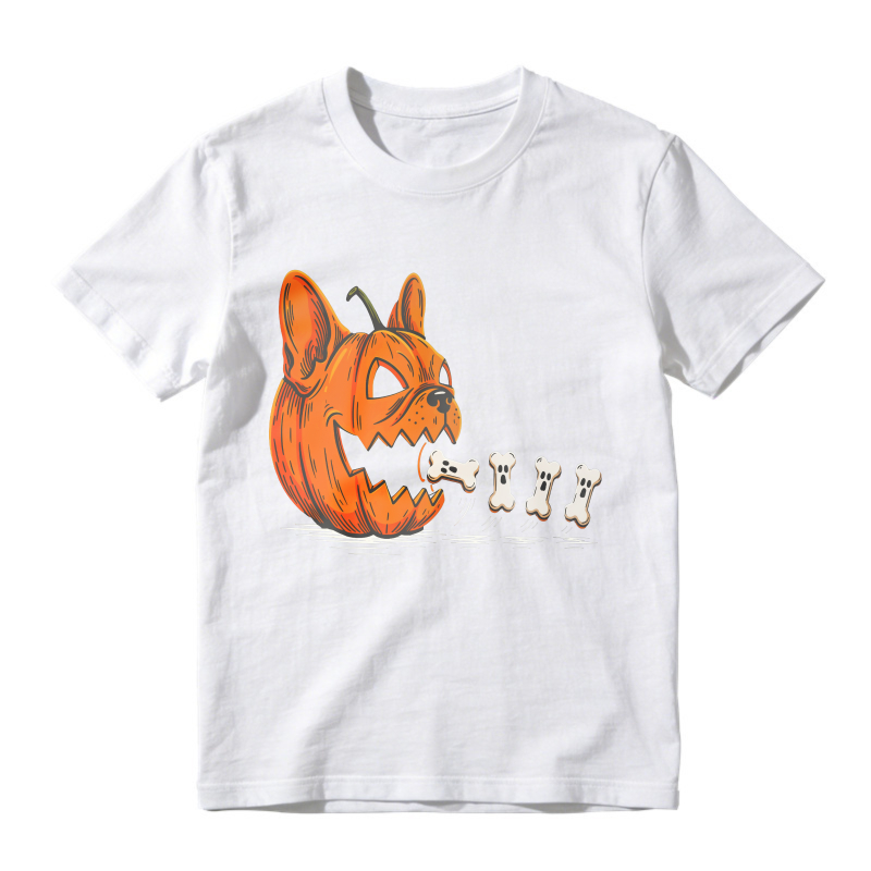 Halloween Pumpkin Dog Face With Bones Graphic, Unisex Classic T-shirt