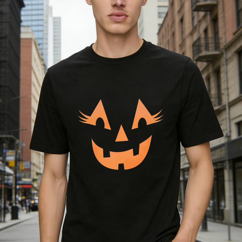 Orange Jack O Lantern Pumpkin Face Halloween Unisex Classic T-shirt
