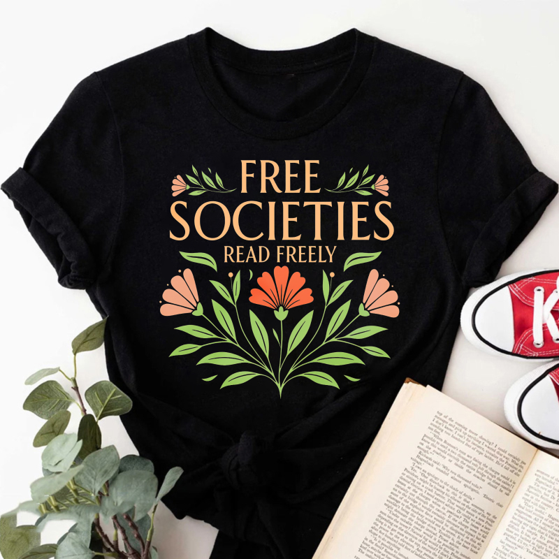 Wardrobecart Free Societies Read Freely Floral Design Tshirt