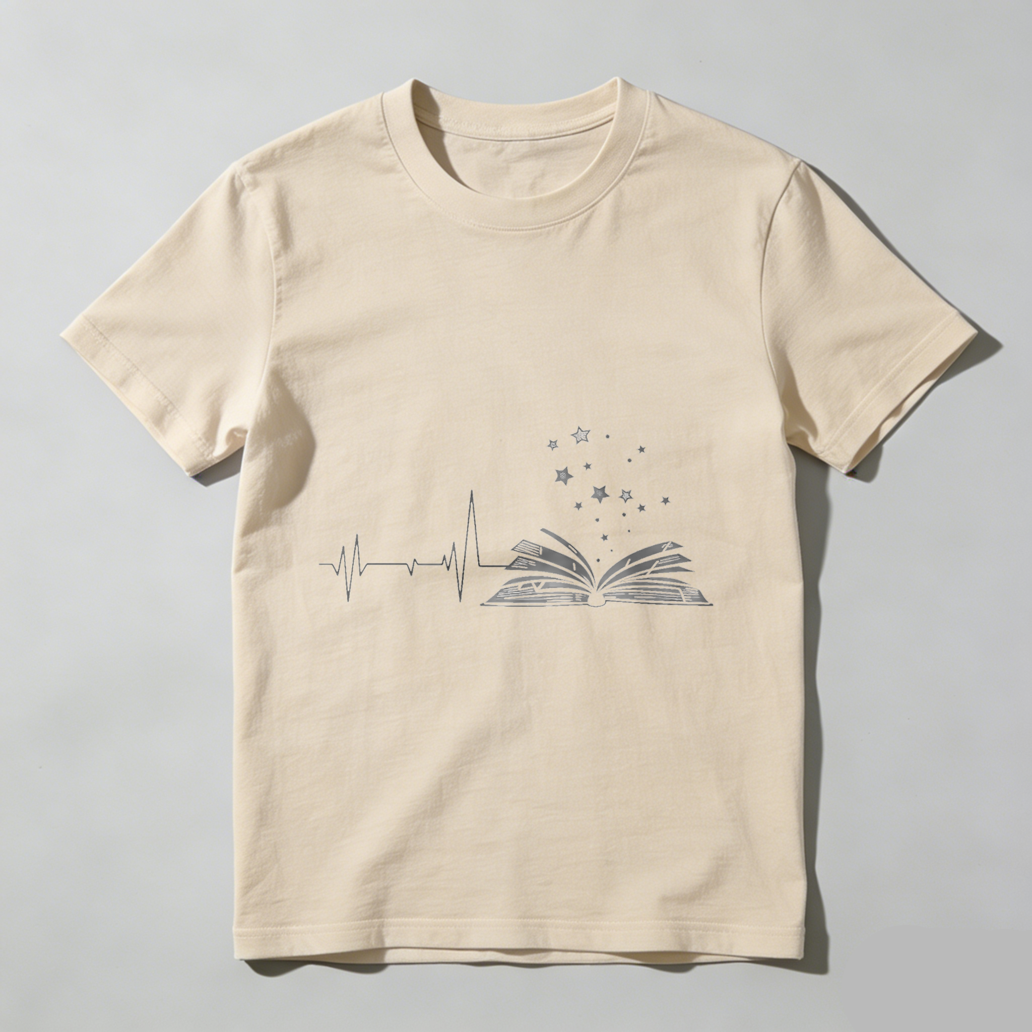 Wardrobecart Heartbeat Book Stars Pattern Print Tshirt