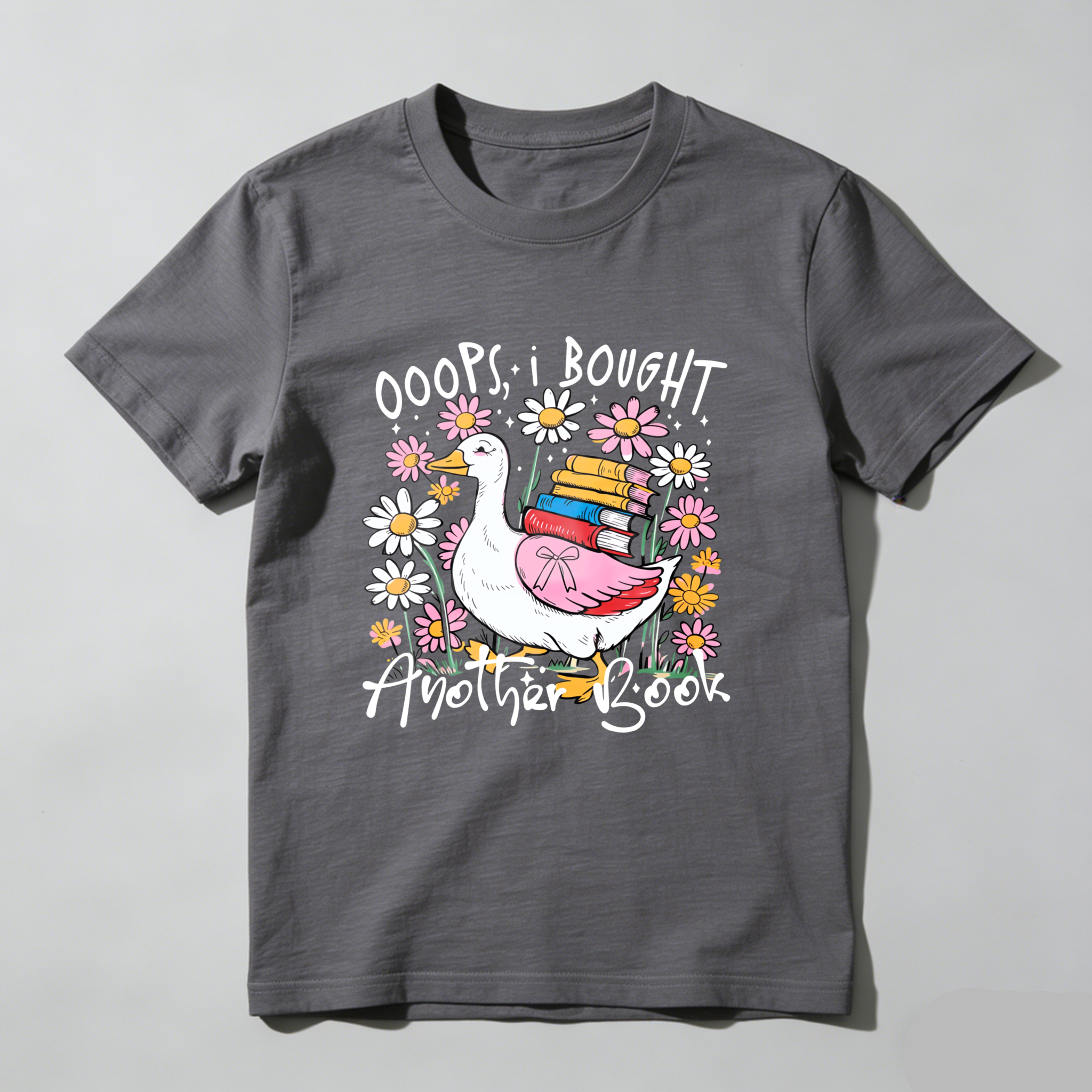 Wardrobecart Duck Carrying Books Among Flowers Tshirt