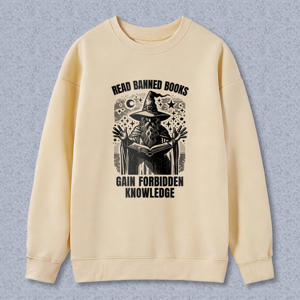 Wardrobecart Read Banned Books Gain Forbidden Knowledge Witch Reading Book Pattern Unisex Classic Sweatshirt