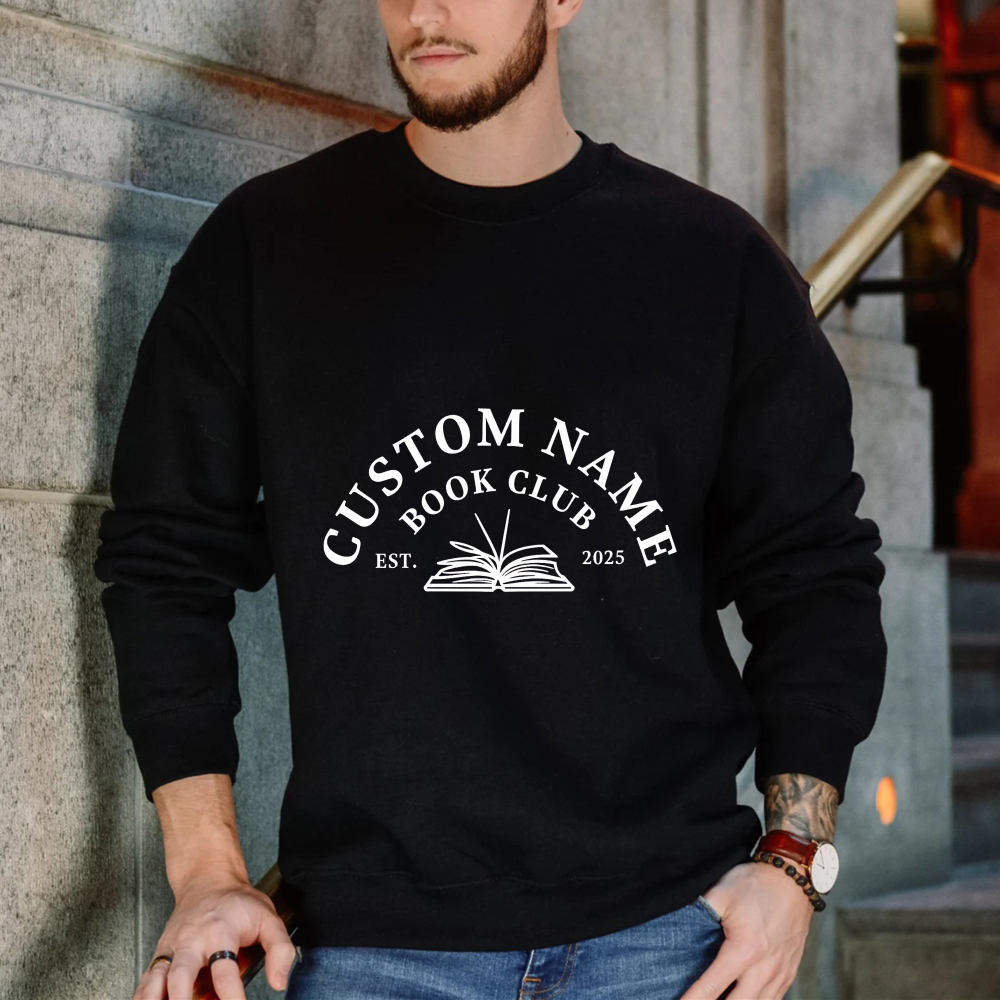 Wardrobecart Custom Name Book Club Est 2025 With Open Book Design Unisex Classic Sweatshirt