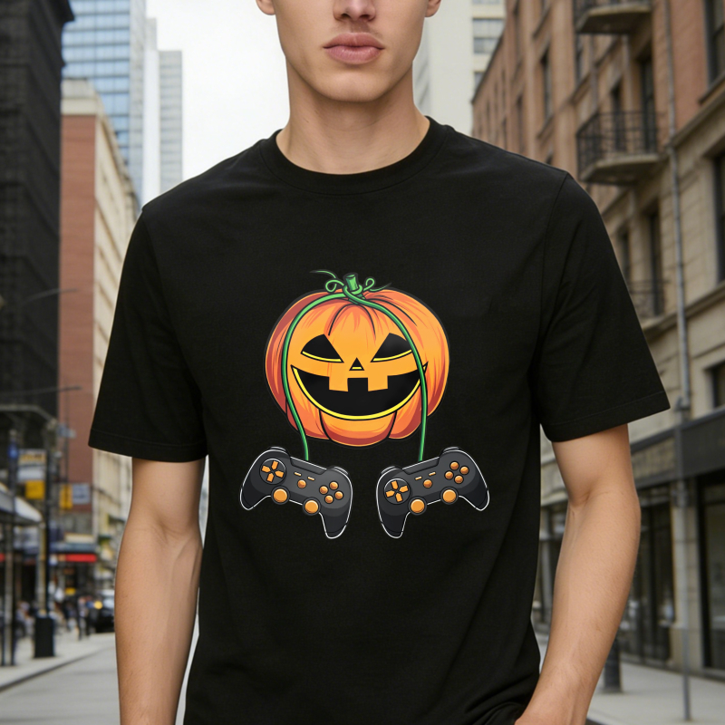Halloween Pumpkin With Game Controllers, Unisex Classic T-shirt