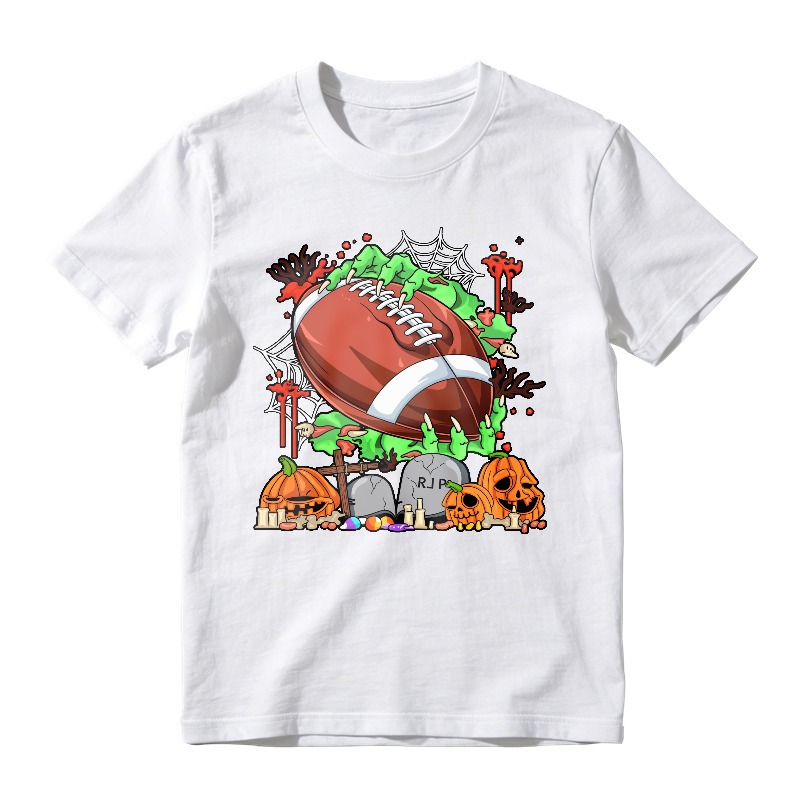 Halloween Football With Pumpkins And Tombstones Unisex Classic T-shirt