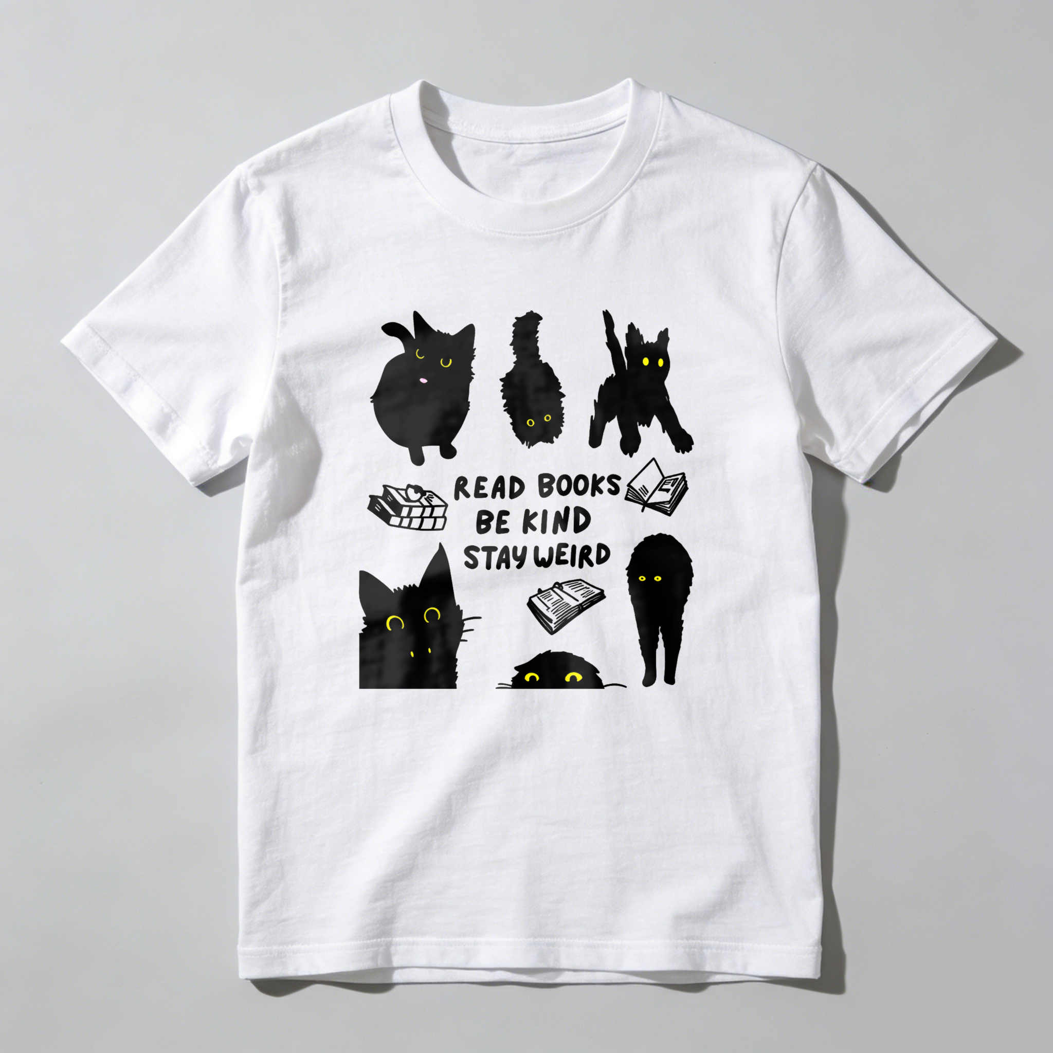 Wardrobecart Cats Books Kindness Weirdest Reading Fun tshirt