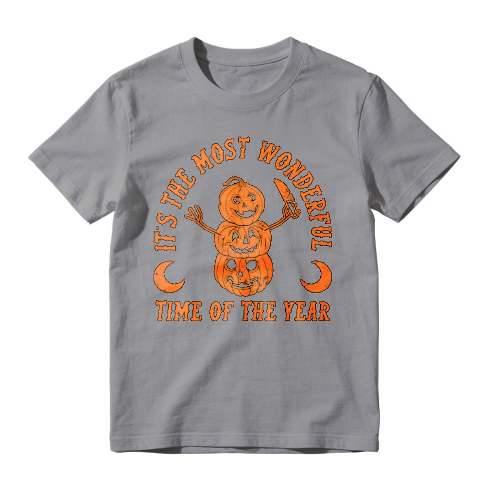 Stacked Pumpkin Jack O Lantern With Knife And Text Its The Most Wonderful Time Of The Year Halloween Graphic T-shirt