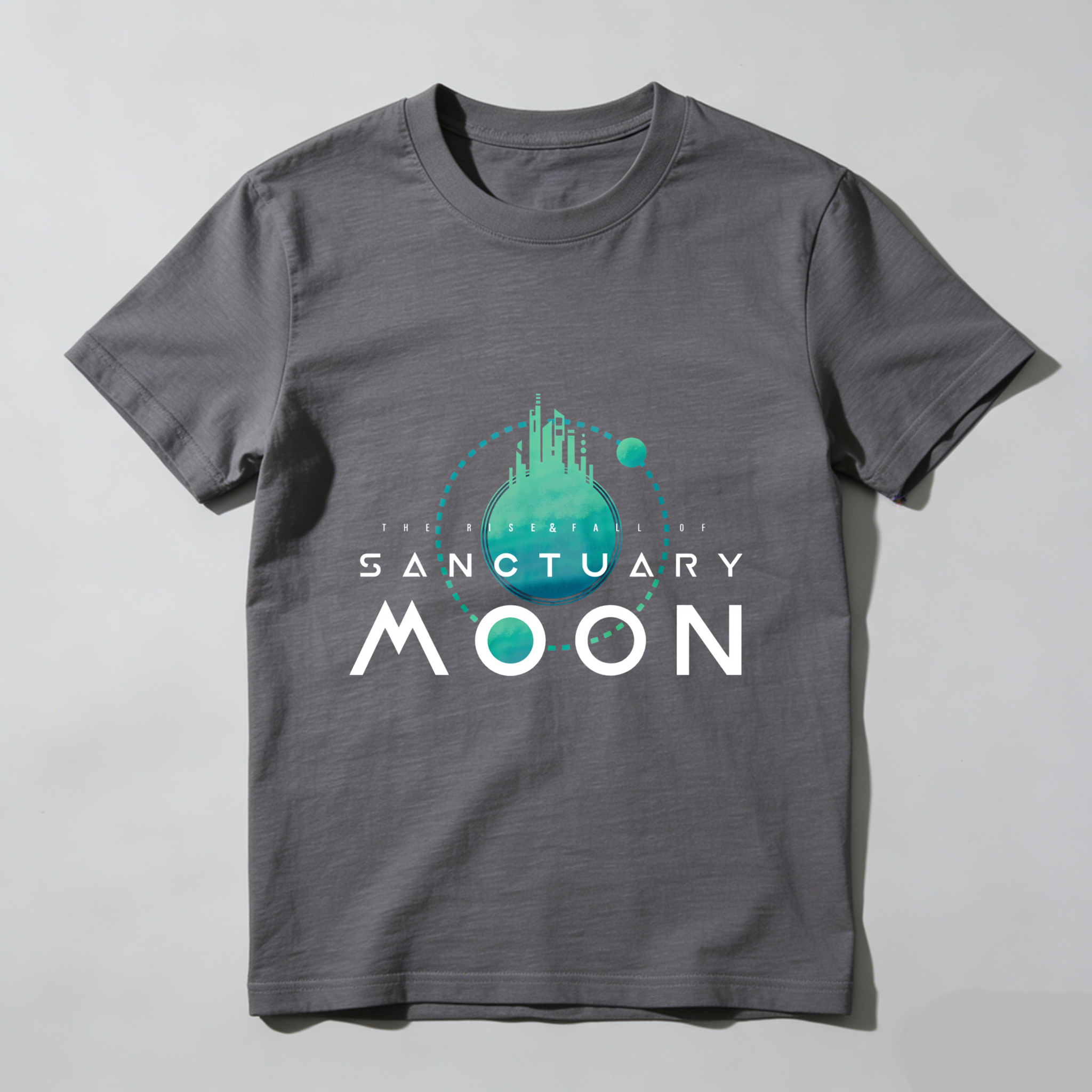 Wardrobecart Sanctuary Moon Planet Design With Cityscape tshirt