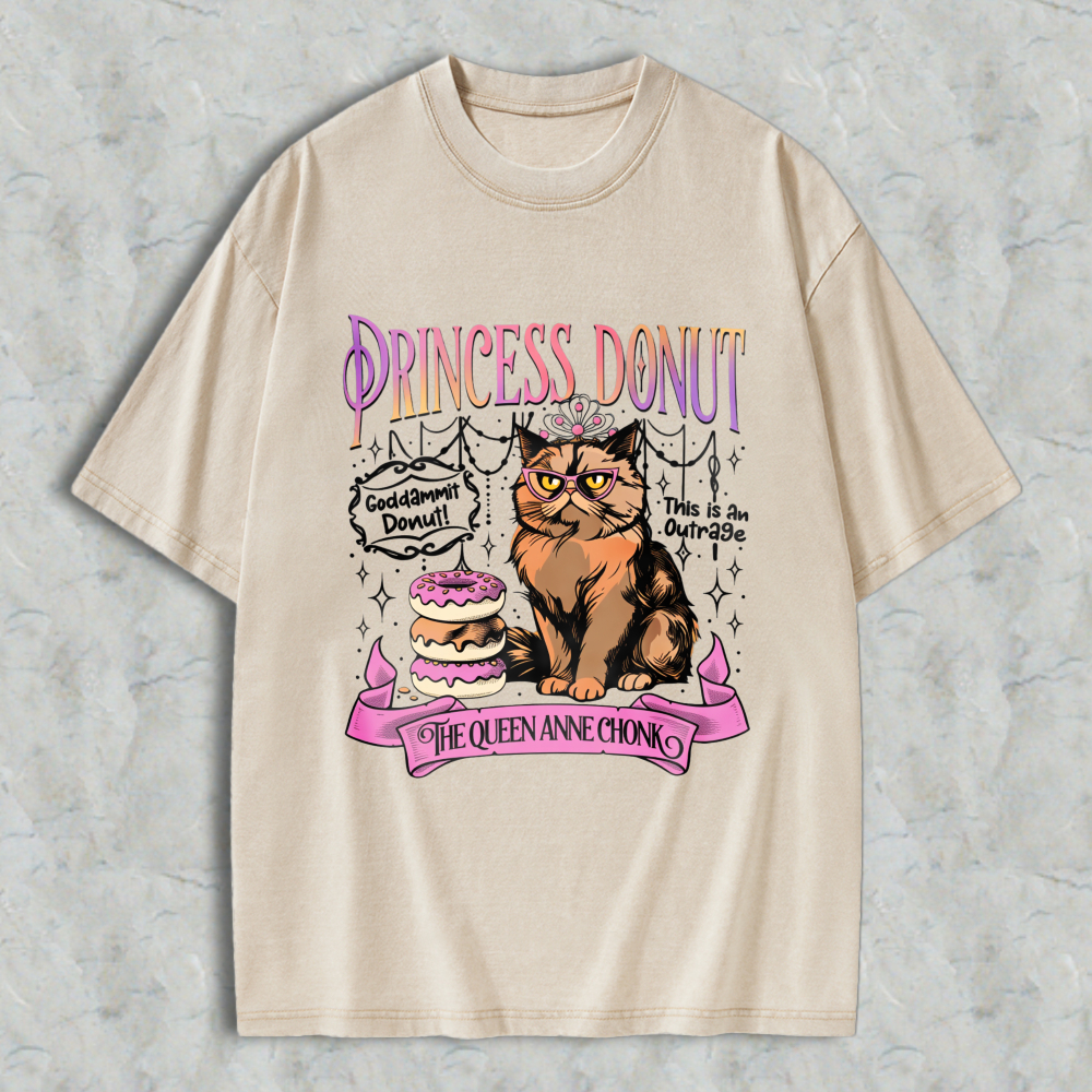 Wardrobecart Princess Donut Cat With Donuts And Crown Unisex Washed T-shirt