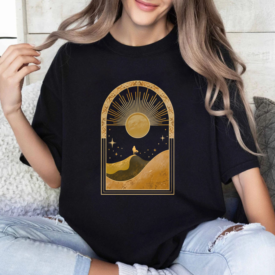 Wardrobecart Sunset Landscape With Stars And Camel Tshirt