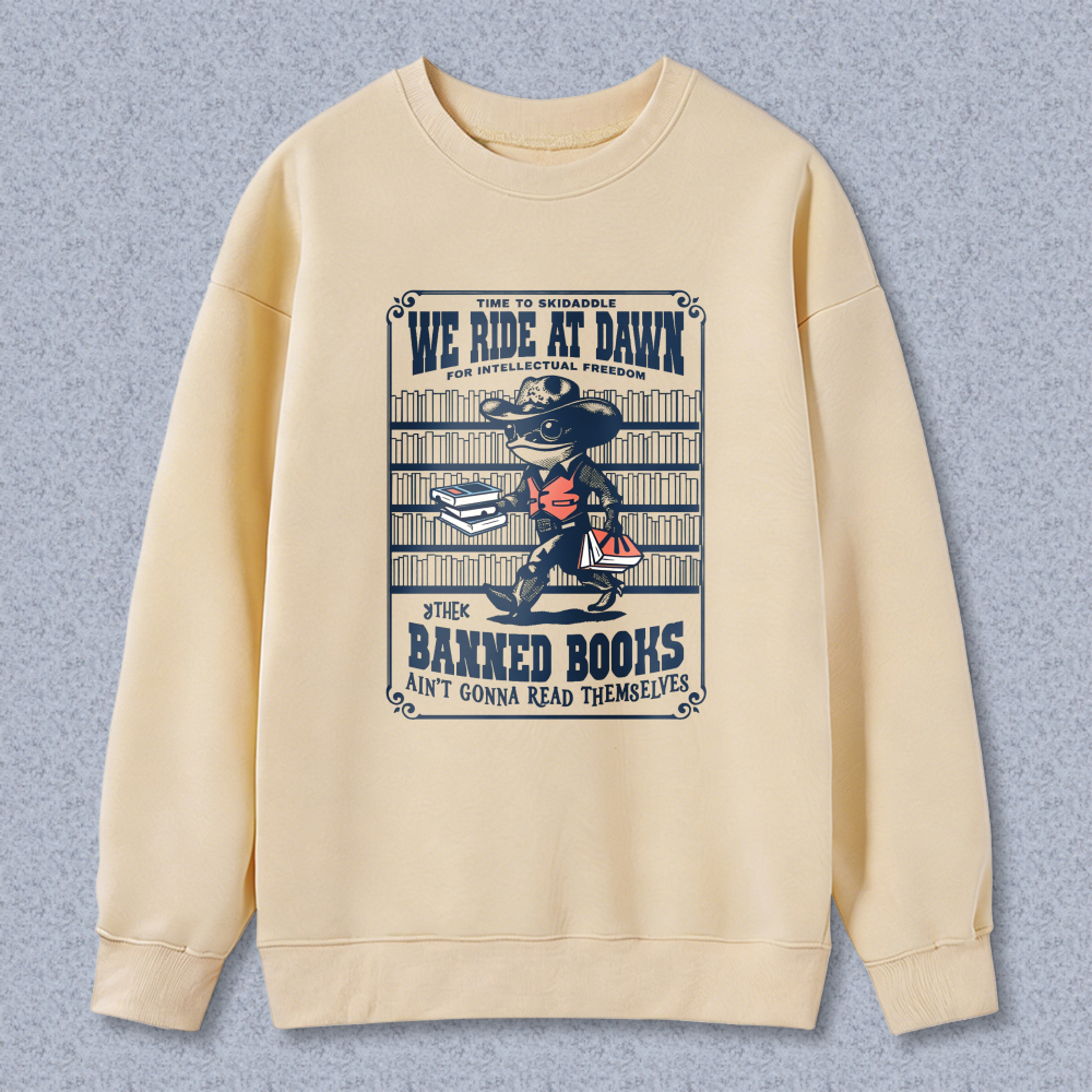 Wardrobecart Banned Books We Ride At Dawn For Intellectual Freedom Unisex Classic Sweatshirt