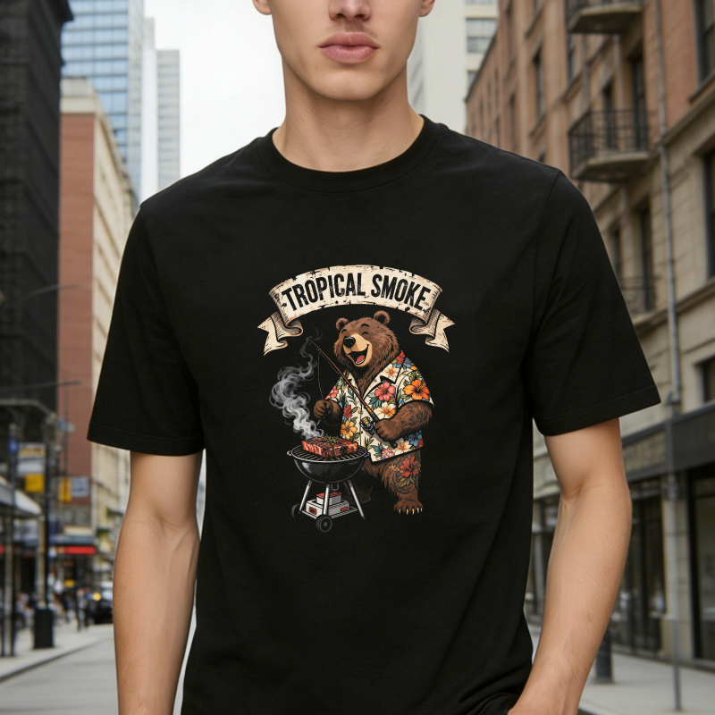 Tropical Smoke Bear Grilling Barbecue Unisex Classic T-shirt
