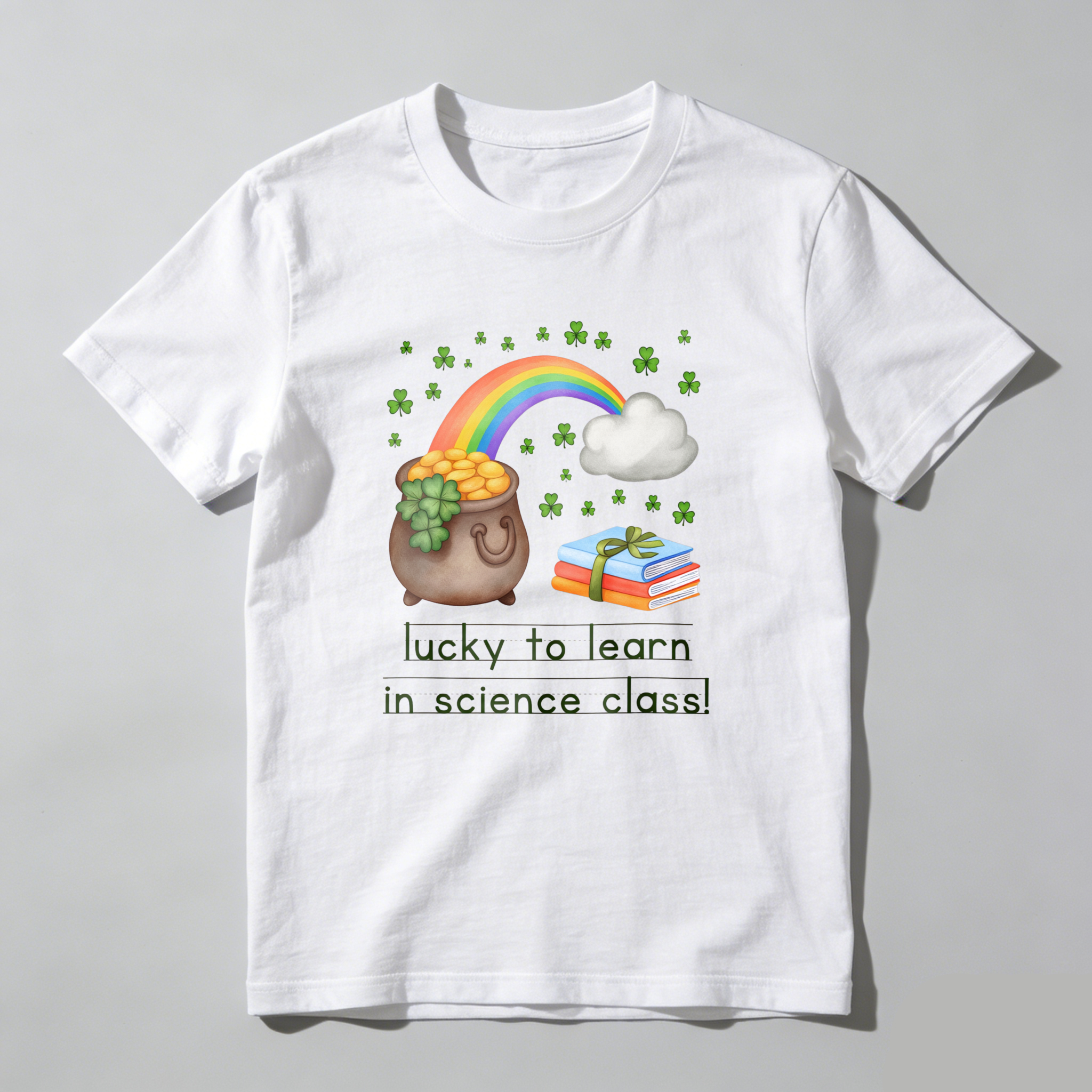 WardrobecartPot Of Gold Rainbow Books Clover Cloud tshirt