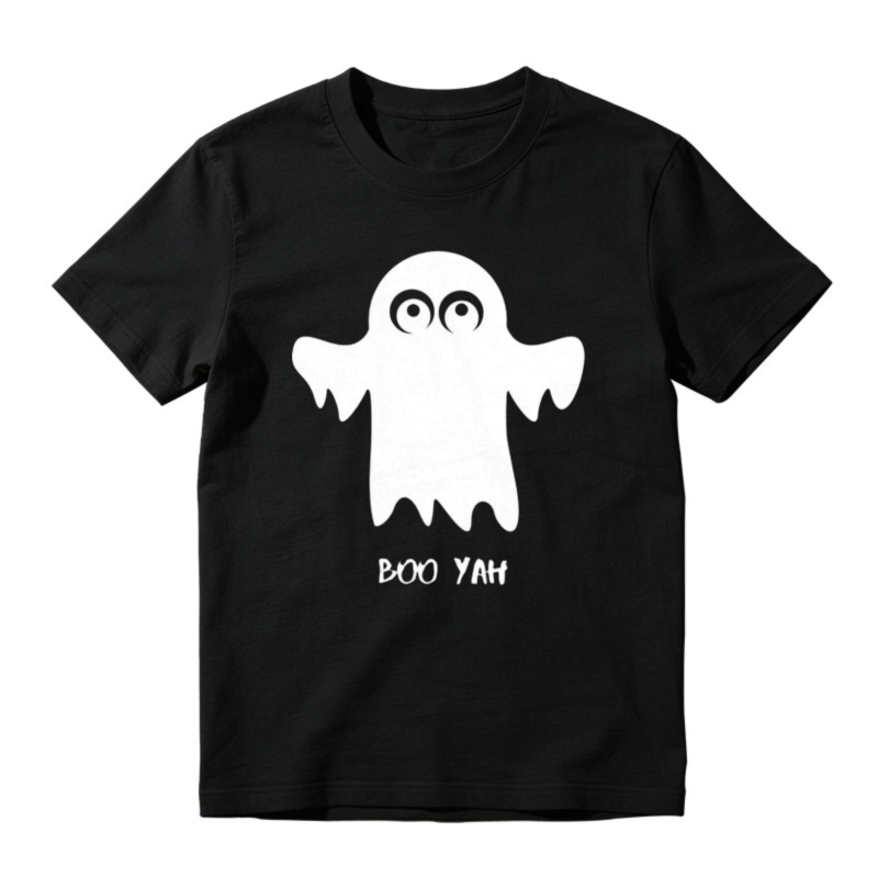 Cute White Ghost With Boo Yah Text Halloween Funny T-shirt