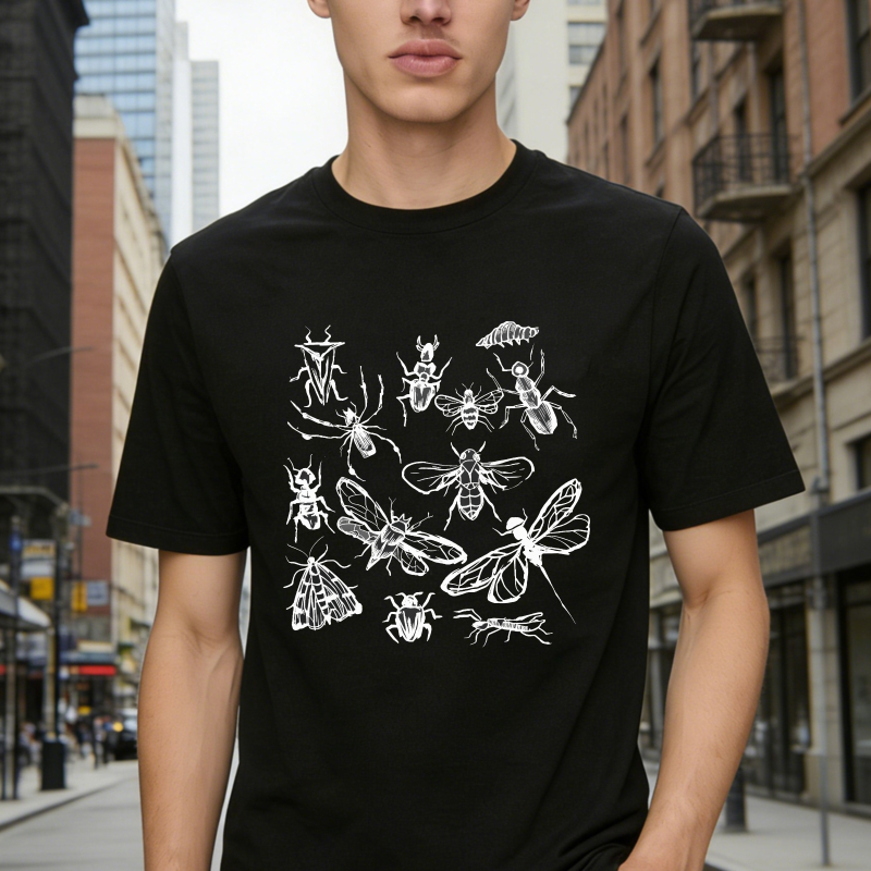 Insect Bug Beetle Bee Moth Dragonfly Illustration, Unisex Classic T-shirt
