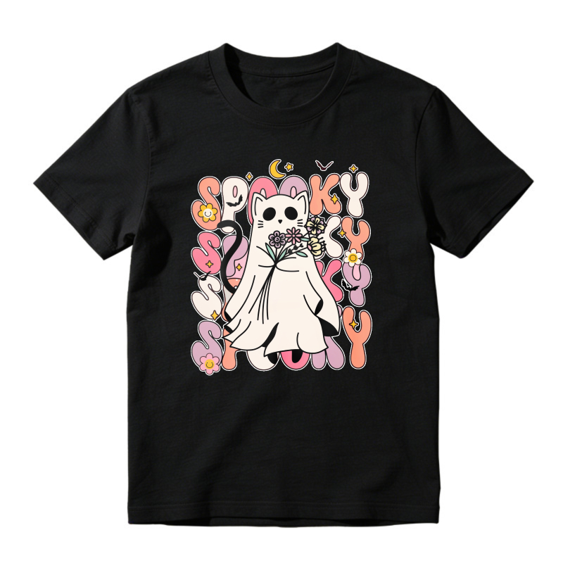Spooky Kitty Cat Holding Flowers, Unisex Classic T-shirt