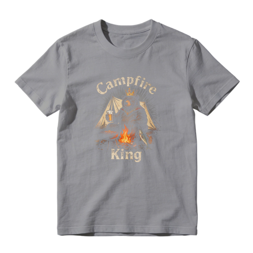 Campfire King Bear With Crown And Beer By Tent Unisex Classic T-shirt