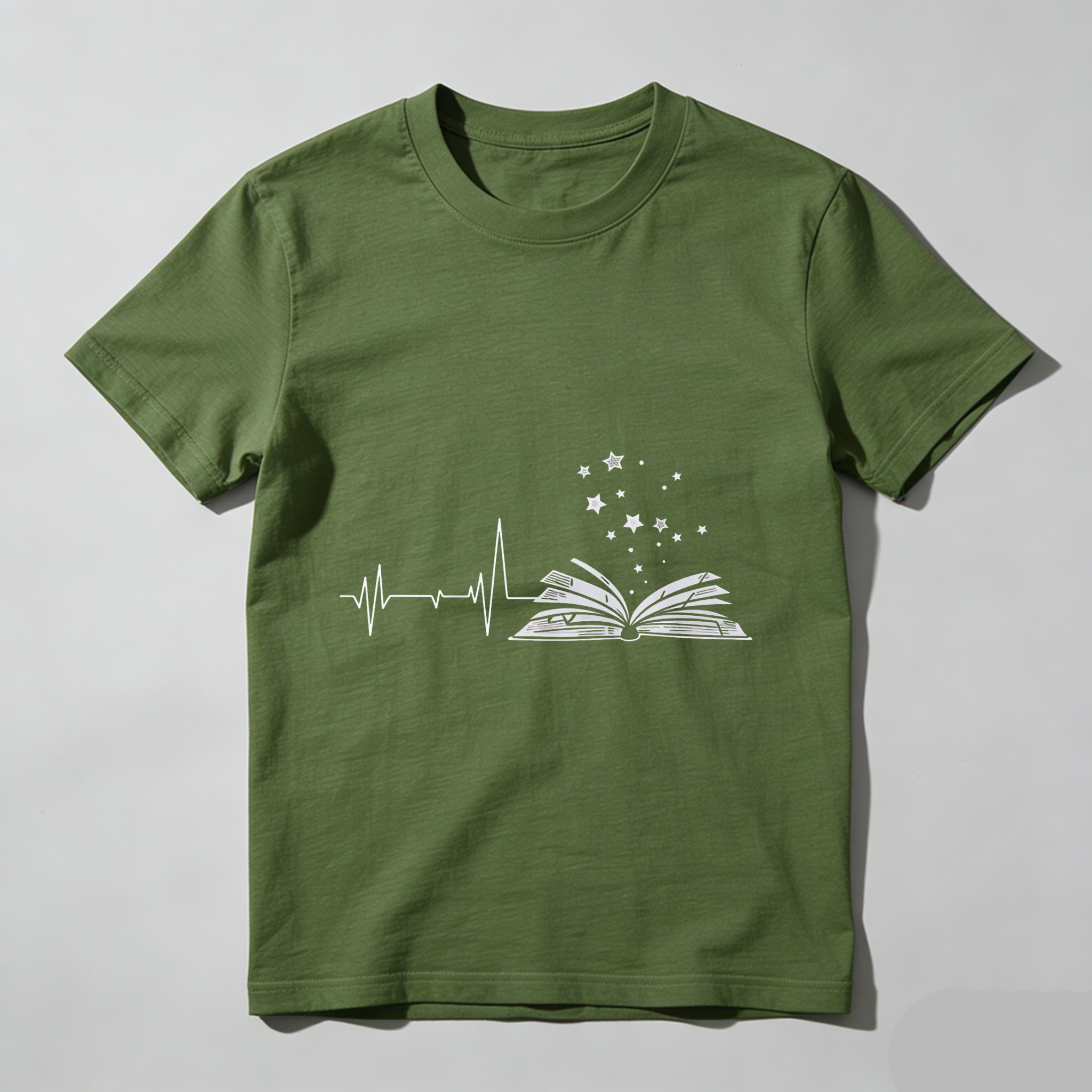 Wardrobecart Heartbeat Book Stars Pattern Print Tshirt