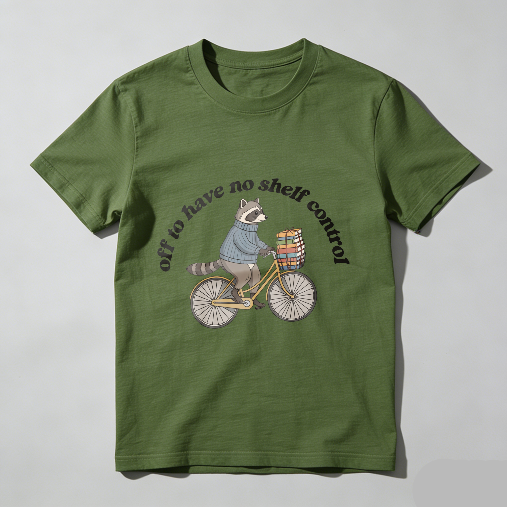 Wardrobecart Raccoon Riding Bicycle With Books And Text Off To Have No Shelf Control Unisex Classic T-shirt