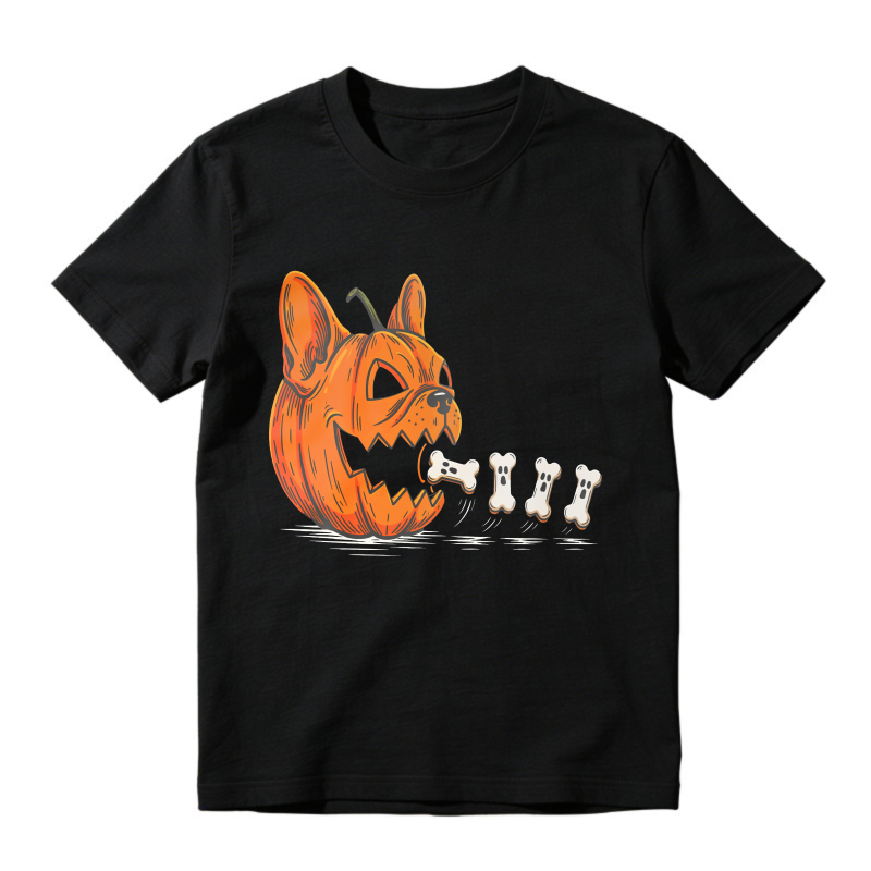 Halloween Pumpkin Dog Face With Bones Graphic, Unisex Classic T-shirt
