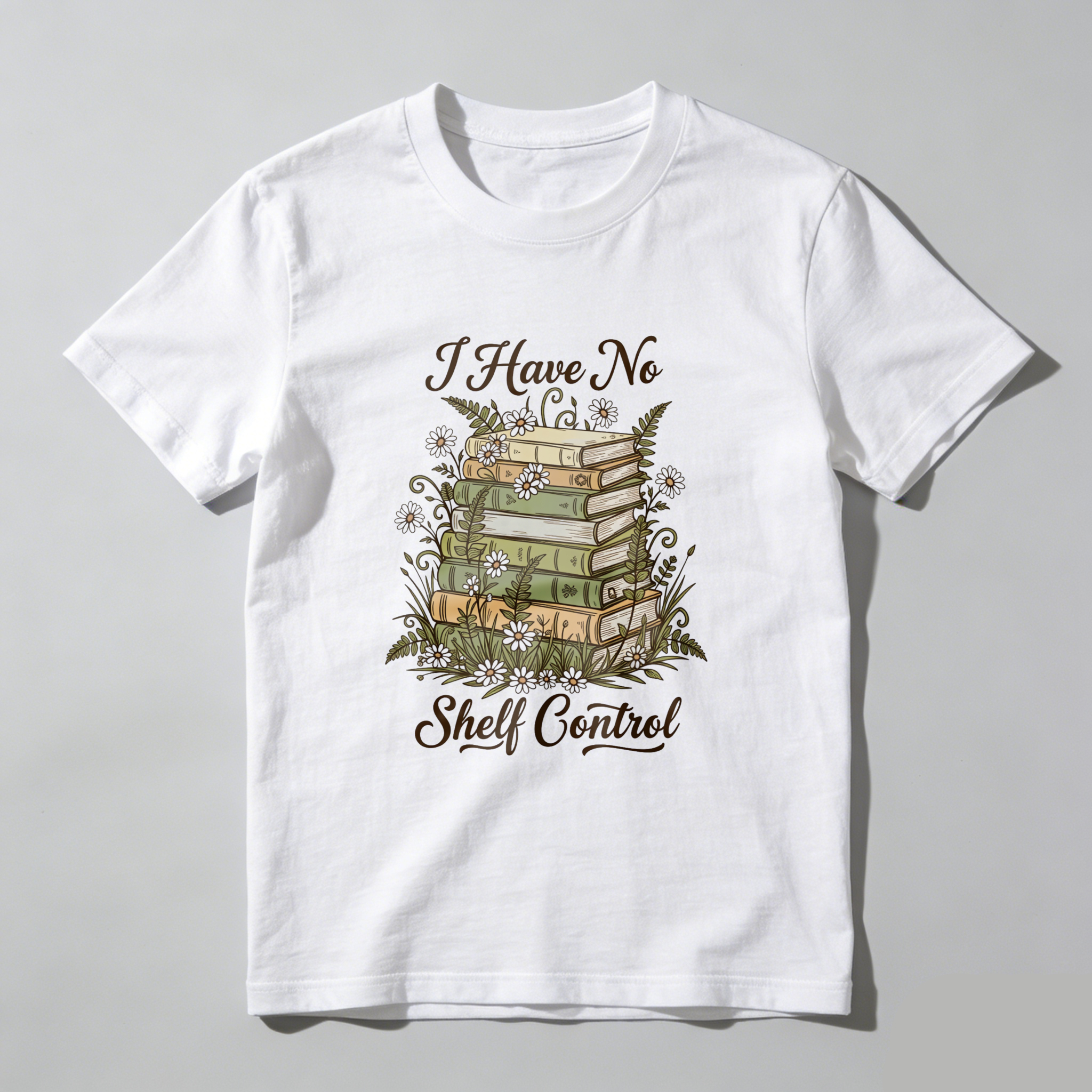 Wardrobecart Stack Of Books With Flowers And Text I Have No Shelf Control Unisex Classic T-shirt