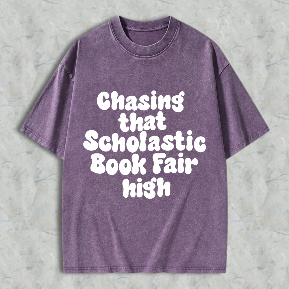 Wardrobecart Chasing That Scholastic Book Fair High Unisex Washed T-shirt