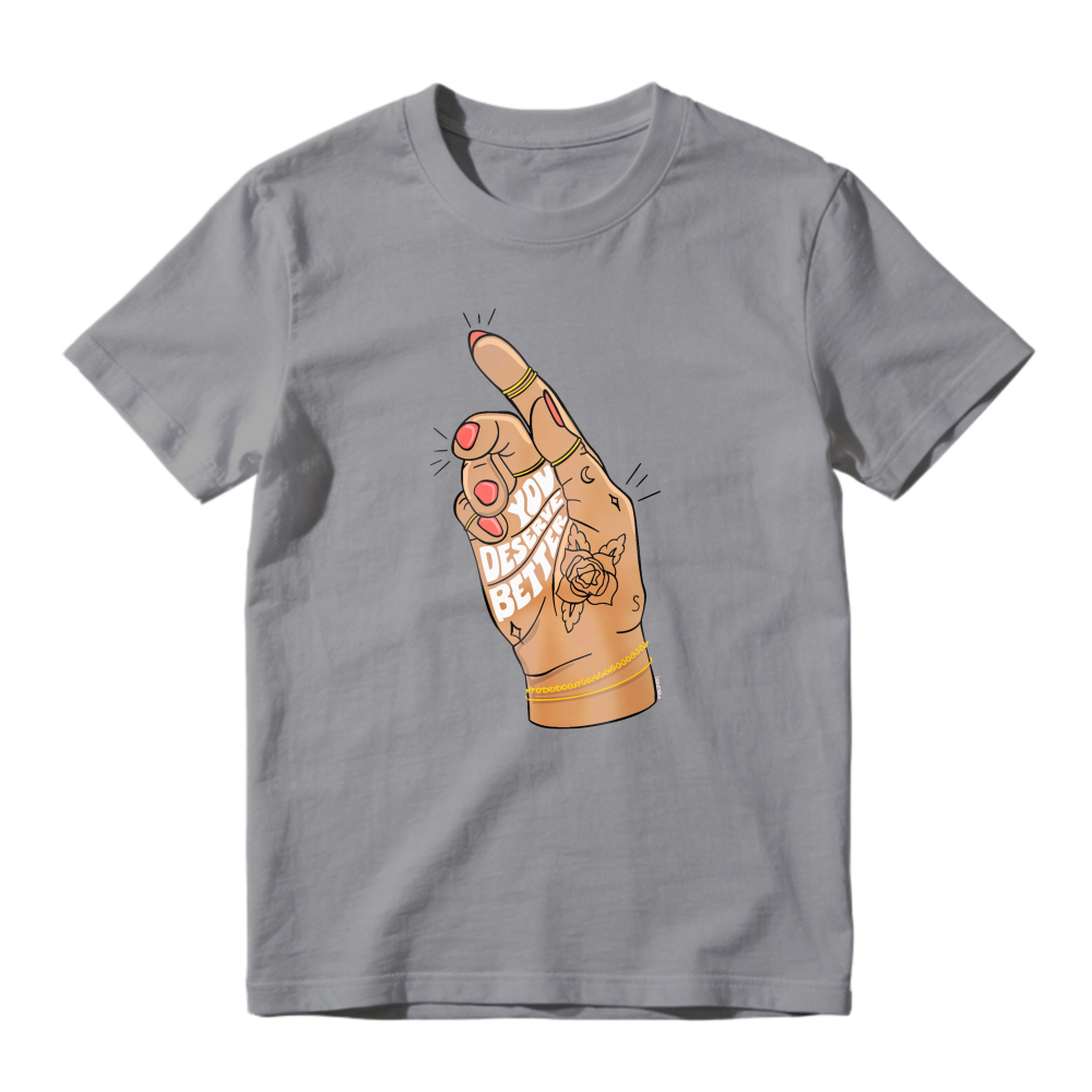 Hand With Rose Tattoo And Knuckle Text Graphic, Unisex Classic T-shirt