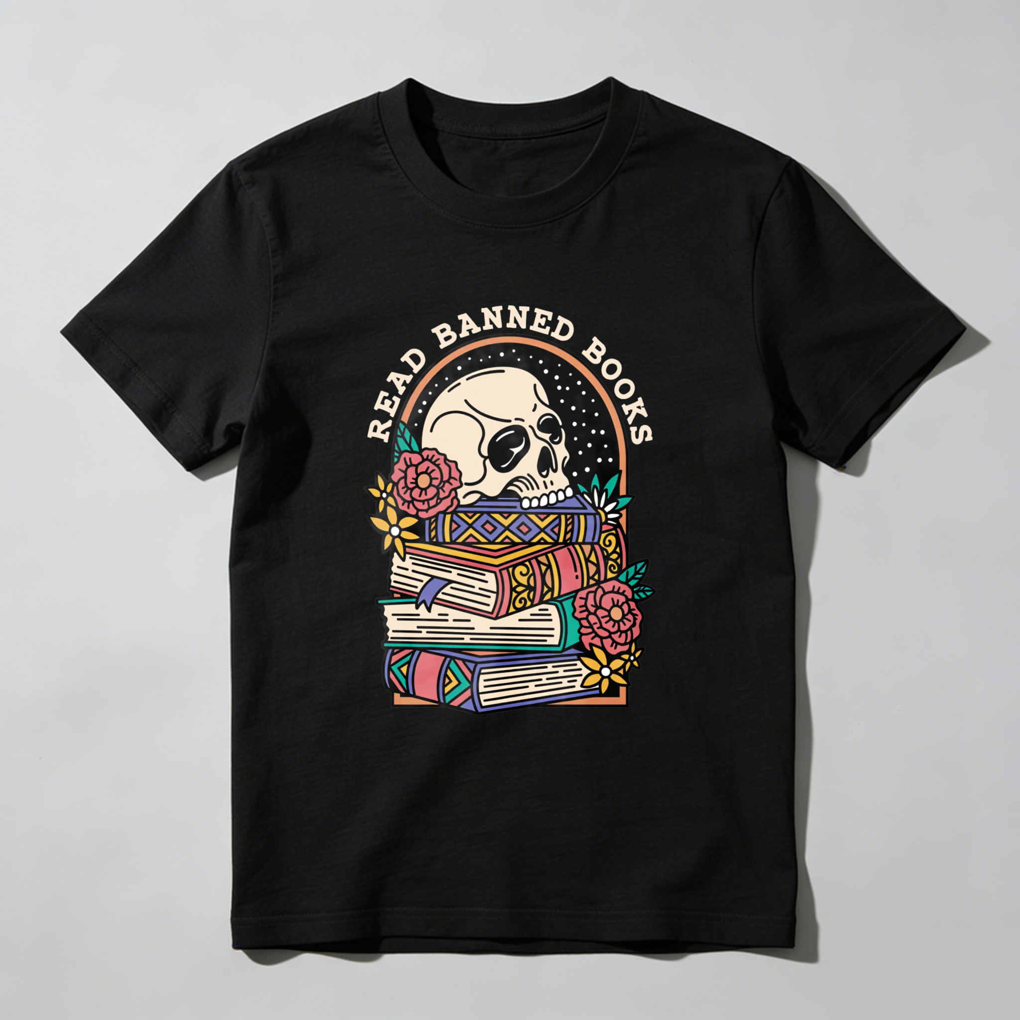 Wardrobecart Read Banned Books Skull And Books Tshirt