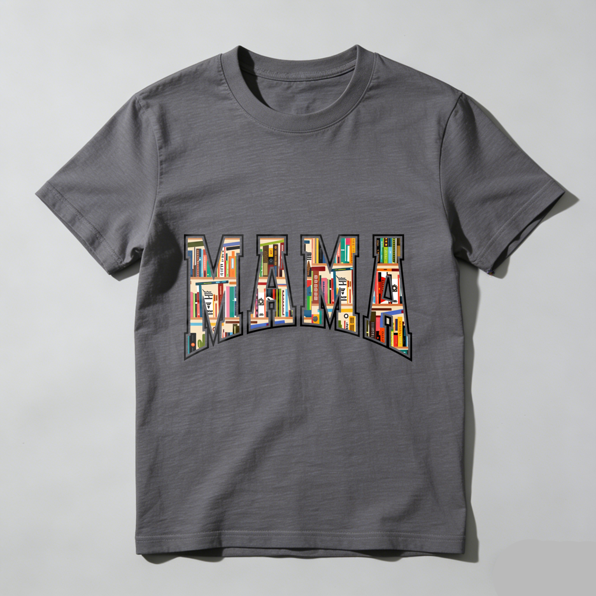 Wardrobecart Mama Bookshelf Pattern Print Design Tshirt