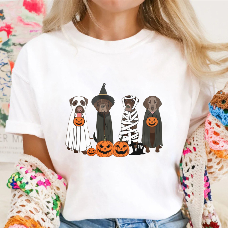 Halloween Dogs In Costumes With Pumpkins, Unisex Classic T-shirt