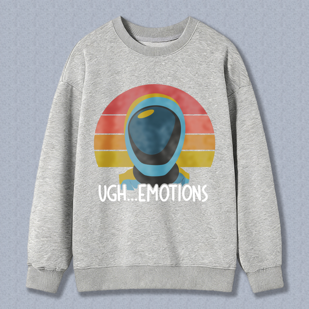 Wardrobecart Retro Astronaut With Sunset Background And Text Ugh Emotions Unisex Classic Sweatshirt