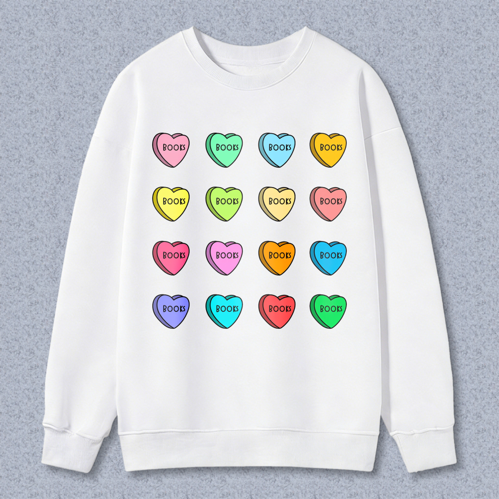 Wardrobecart Candy Heart Book Pattern Unisex Classic Sweatshirt