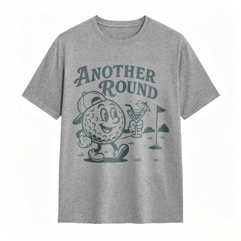 Golf Ball Character Holding Cocktail And Flag On Golf Course Another Round Text Unisex Classic T-shirt