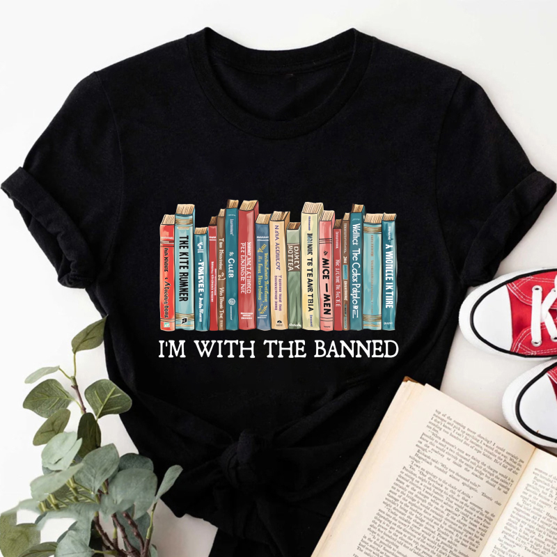 Wardrobecart I'm With The Banned Book Spine Design Tshirt