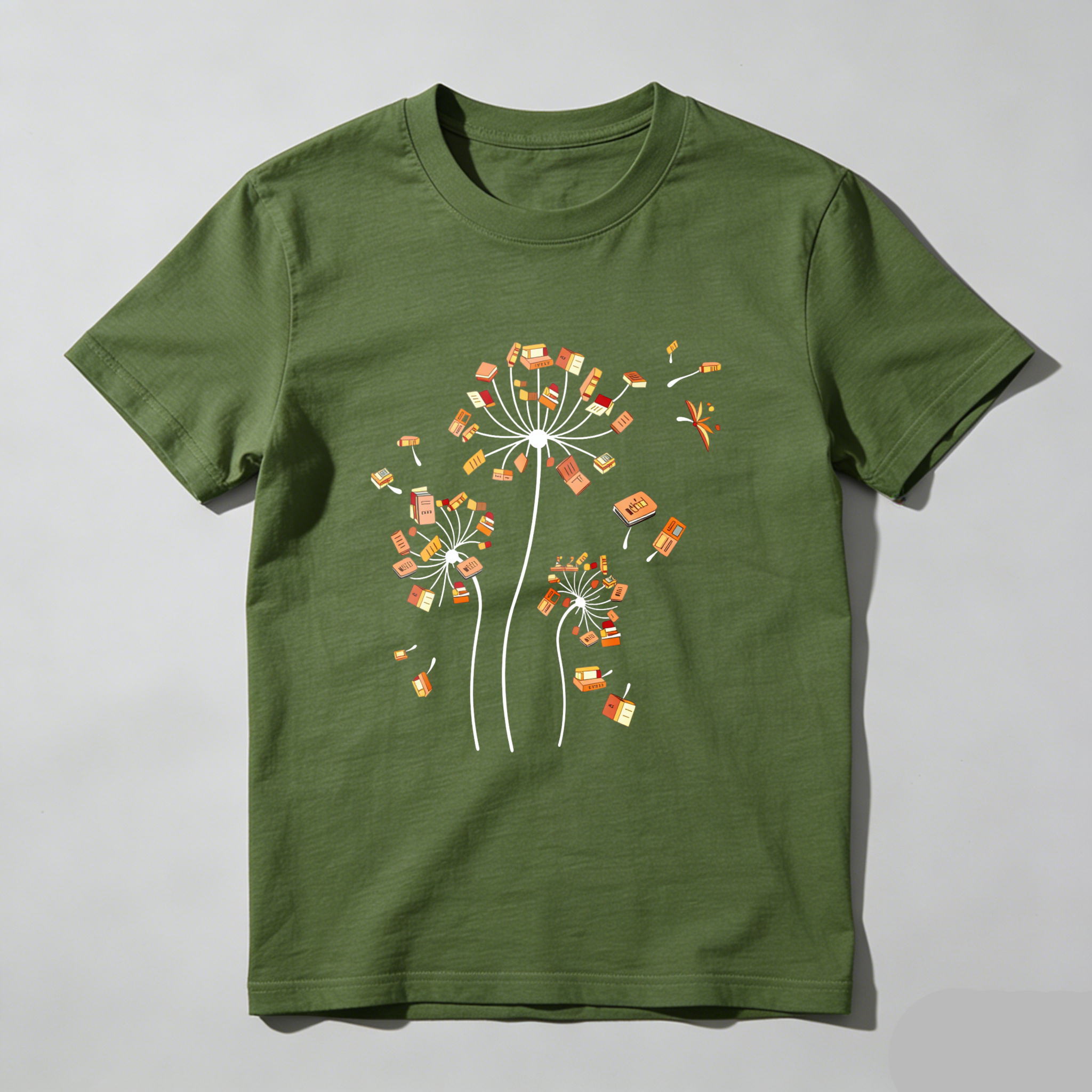 Wardrobecart Dandelion Seeds With Book And Sneaker Tshirt