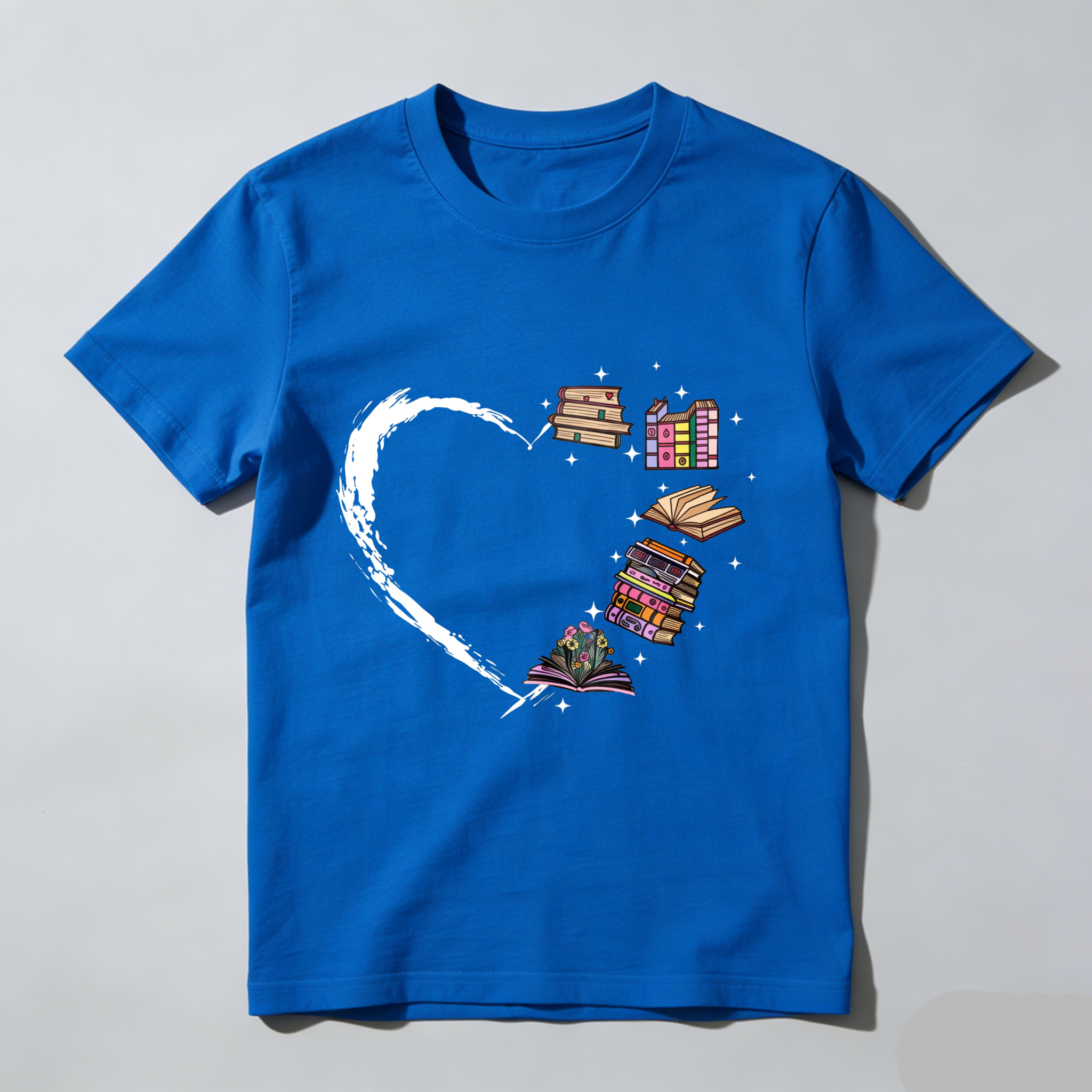 Wardrobecart Heart Books Stack Flowers Stars Tshirt
