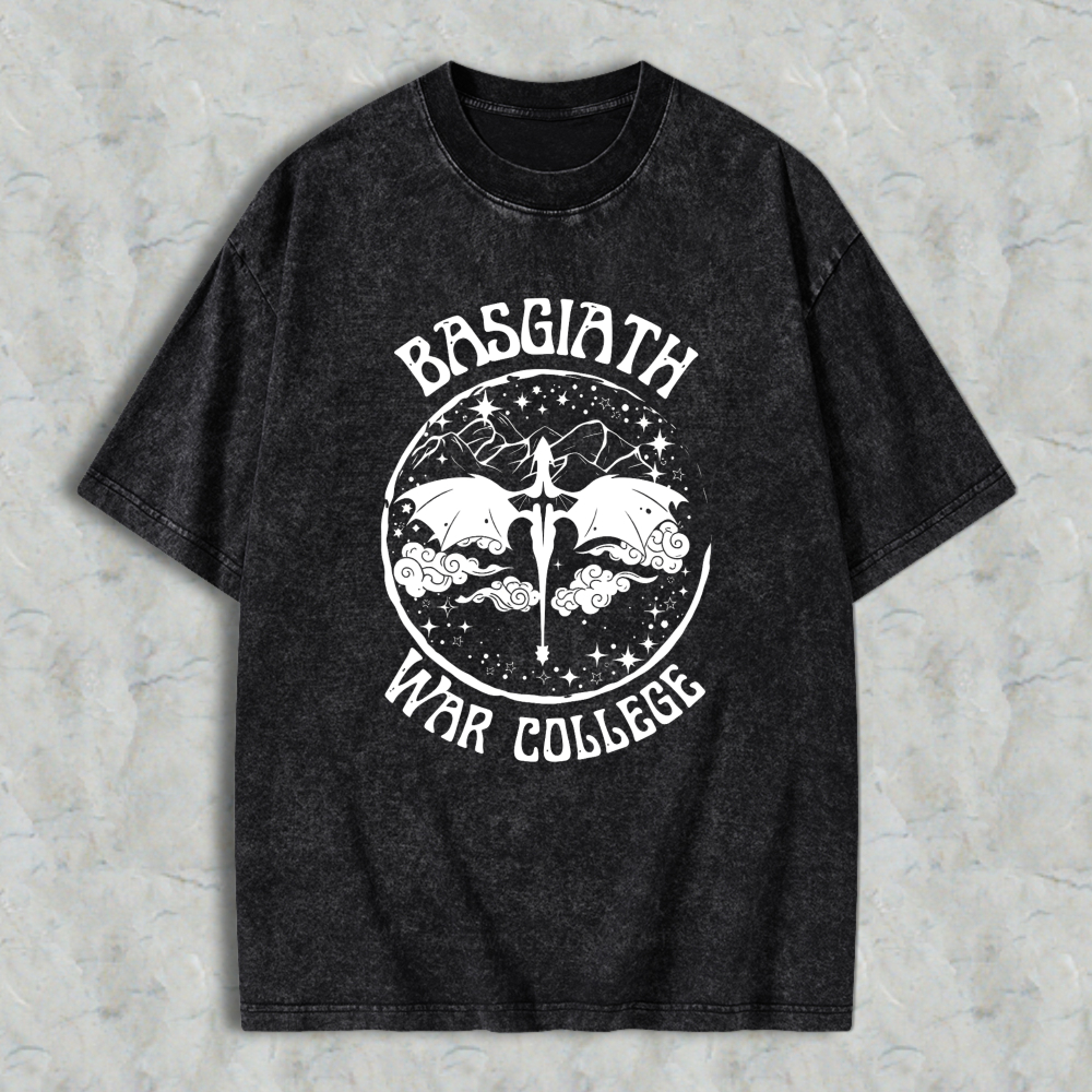 Wardrobecart Basgiath War College Dragon And Sword Emblem Unisex Washed T-shirt