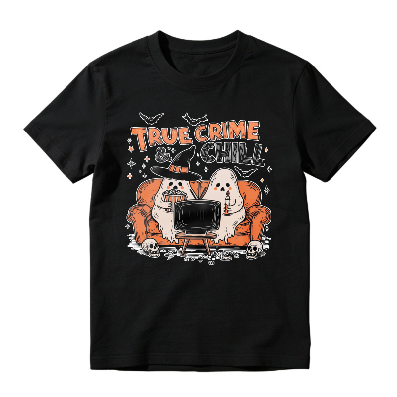 True Crime And Chill Halloween Ghosts Watching Tv Unisex Classic T-shirt