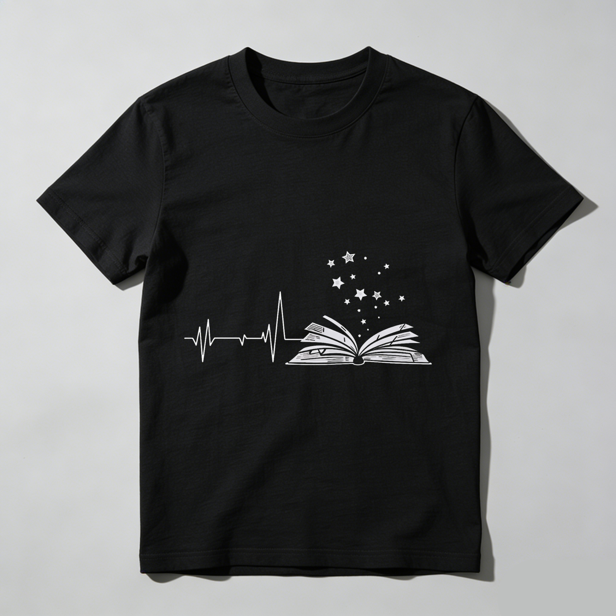 Wardrobecart Heartbeat Book Stars Pattern Print Tshirt