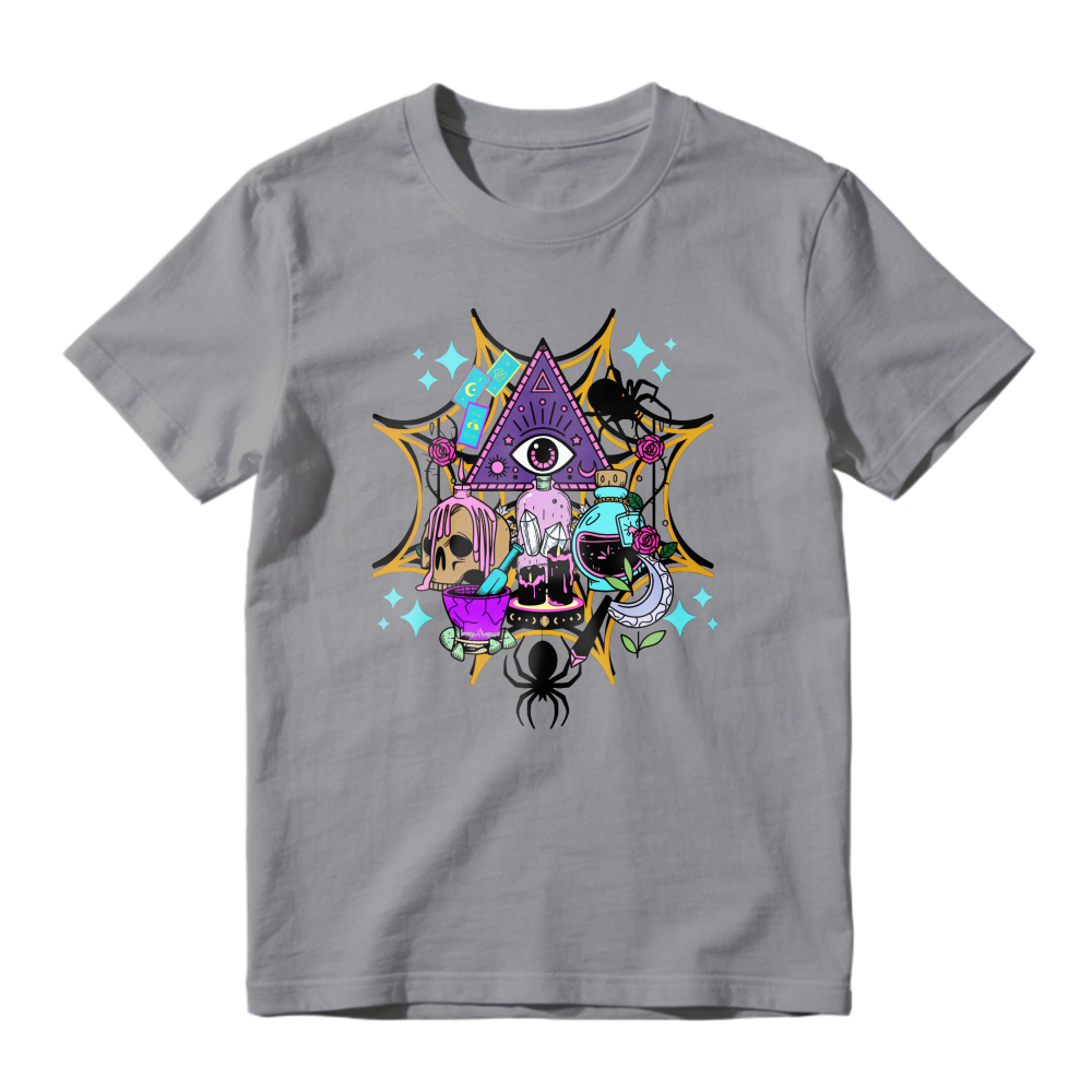 Mystic Pyramid Eye Skull And Spider Graphic, Unisex Classic T-shirt