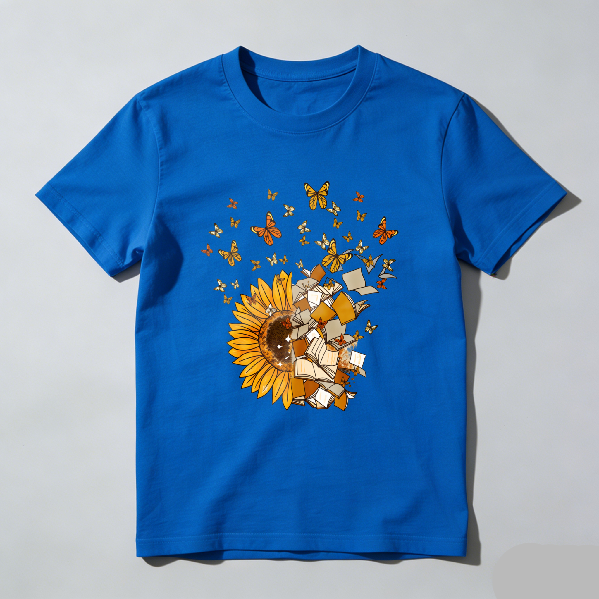 Wardrobecart Sunflower Books Butterflies Reading Nature Art Design Tshirt