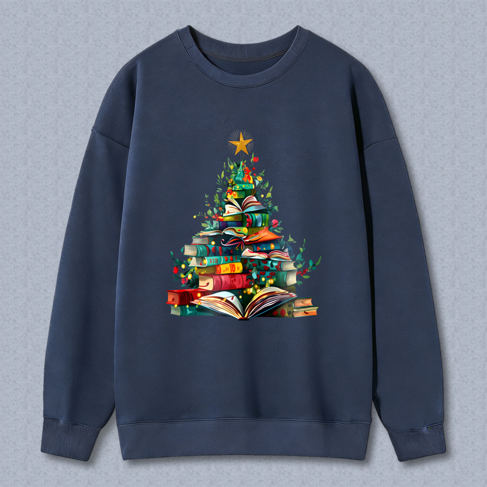 Wardrobecart Christmas Tree Made Of Books Unisex Classic Sweatshirt