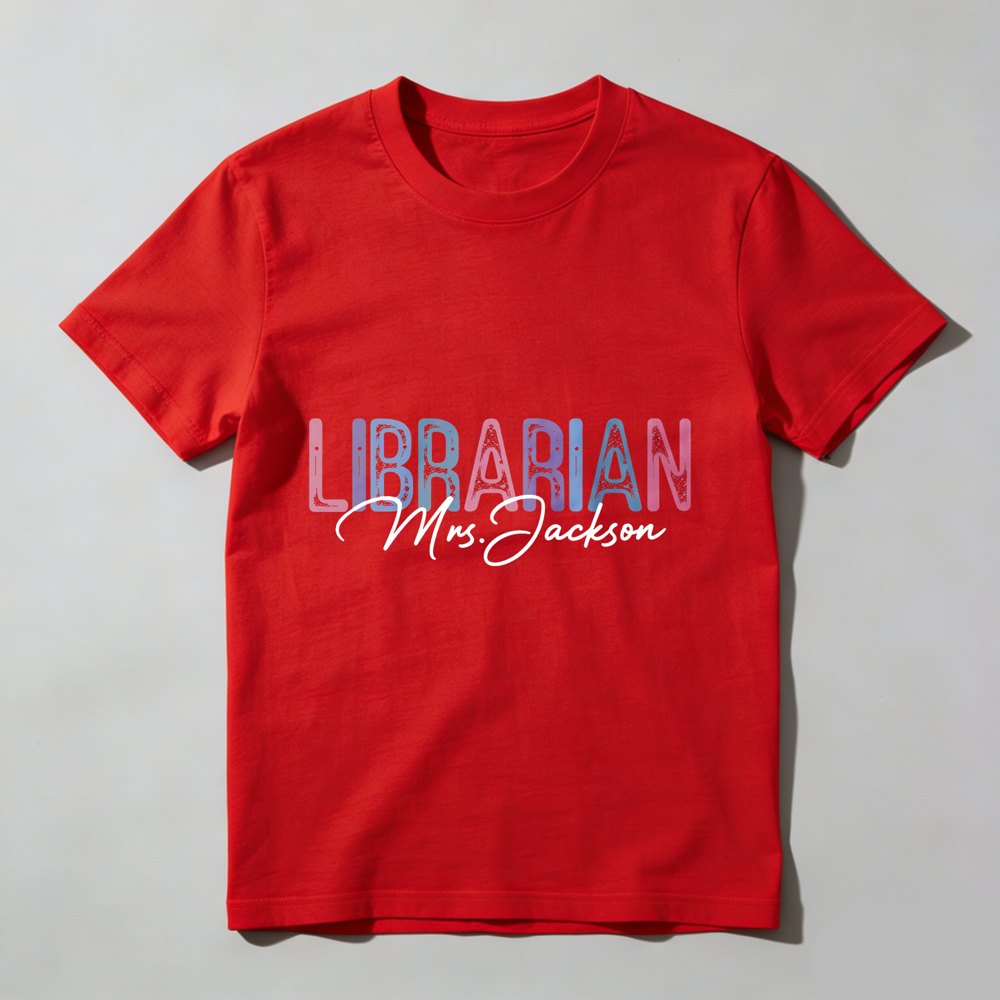 Wardrobecart Librarian Mrs Jackson Colorful Text Design Tshirt