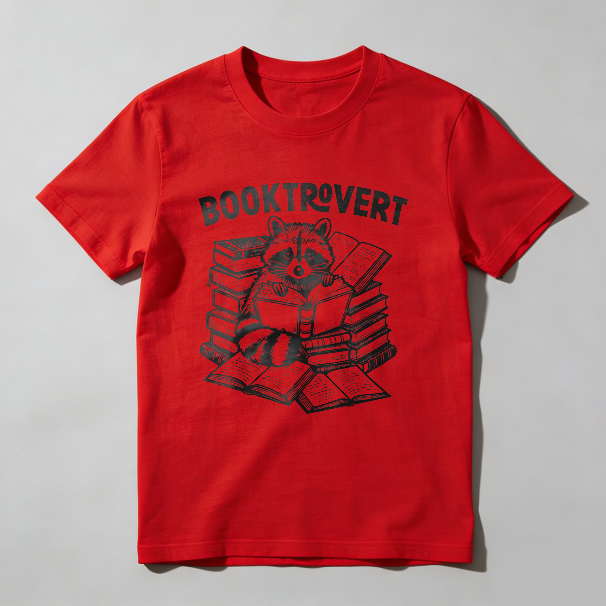 Wardrobecart Booktrovert Raccoon Reading Books Stack Tshirt