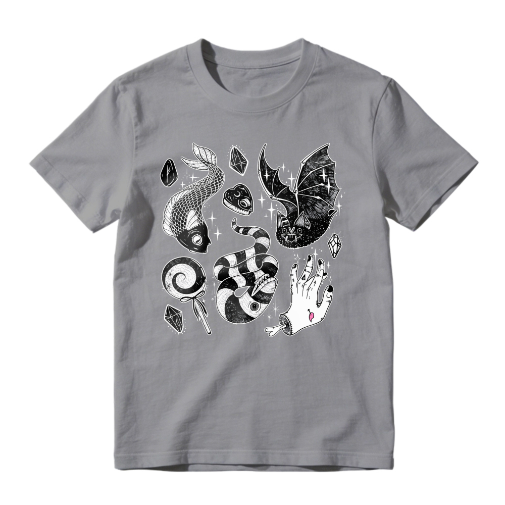 Koi Fish, Dragon, Snake, Hand, And Gems Graphic, Unisex Classic T-shirt