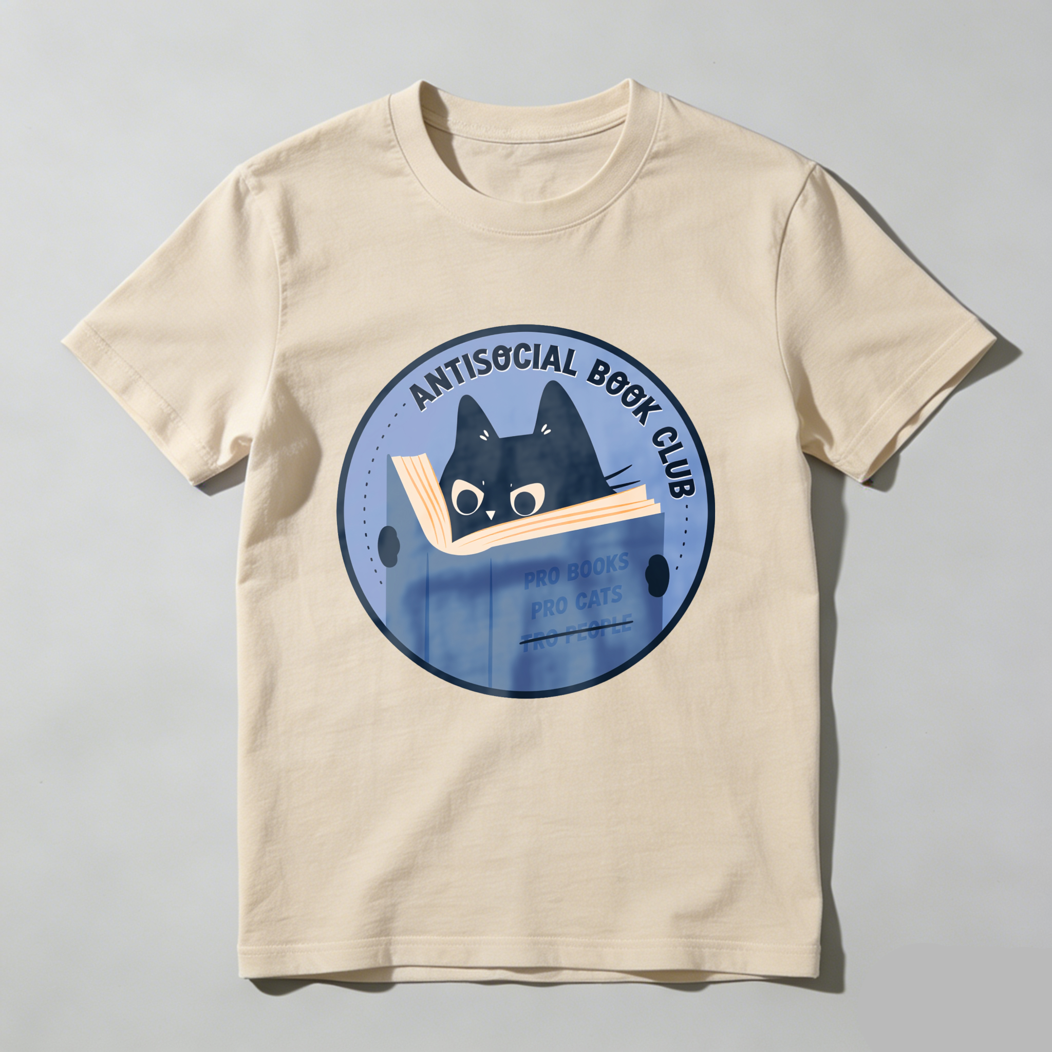 Wardrobecart Antisocial Book Club Cat Reading Book Tshirt