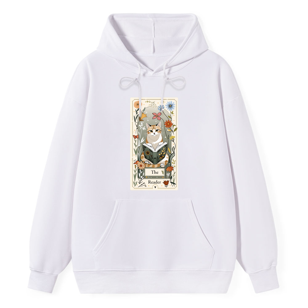 Wardrobecart Cat Reading Book Tarot Card Design Unisex Classic Hoodie