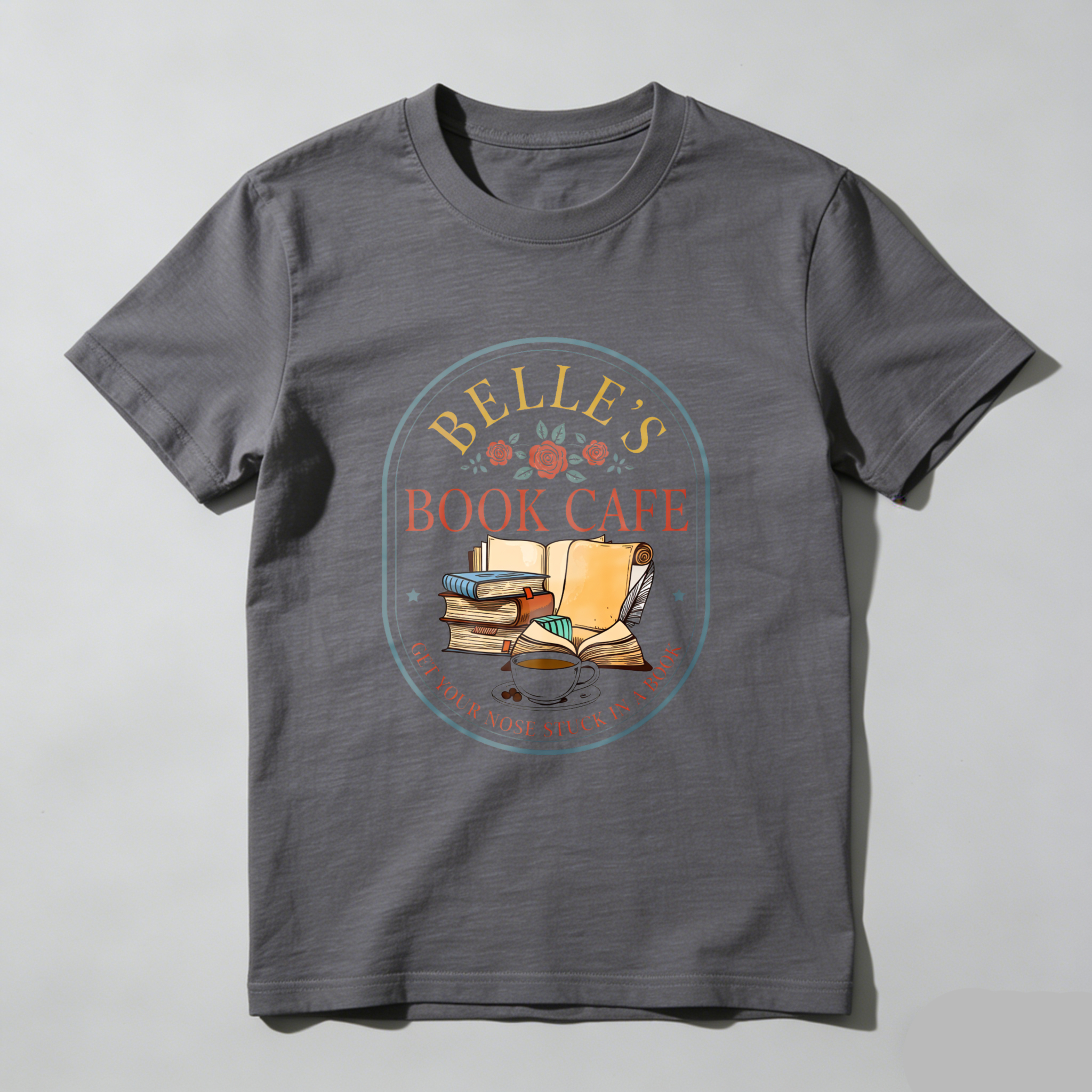 Wardrobecart Belle's Book Cafe Get Your Nose Stuck In A Book Tshirt